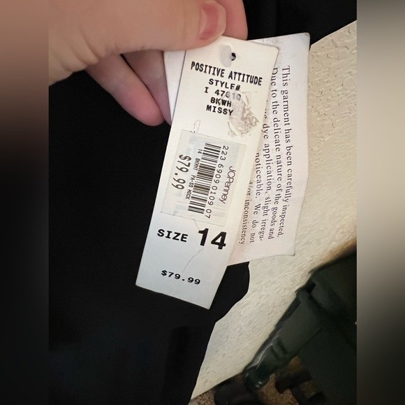 NWT Positive Attitude Midi Classic Black Dress Cap Sleeve Shirt/Skirt Look Sz 14 - Picture 3 of 7